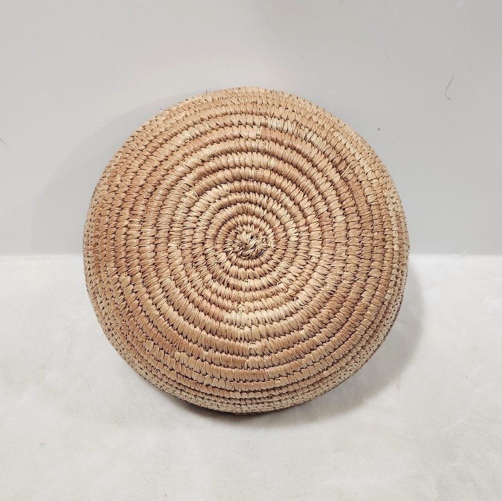 Boho Natural Woven Coiled Reed Grass Handmade Wall Art Decor And Basket - Picture 11 of 11